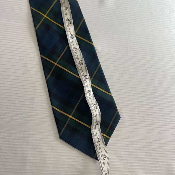 Abercrombie & Fitch Vintage Green Blue Plaid Necktie Tie - Picture 5 of 6